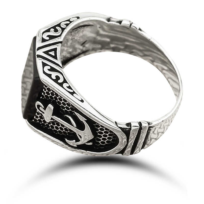Silver Onyx Stone Tughra Men’s Ring