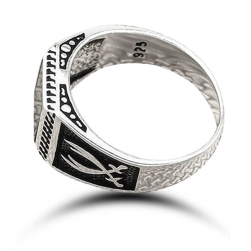 Silver Onyx Stone Sword Men’s Ring