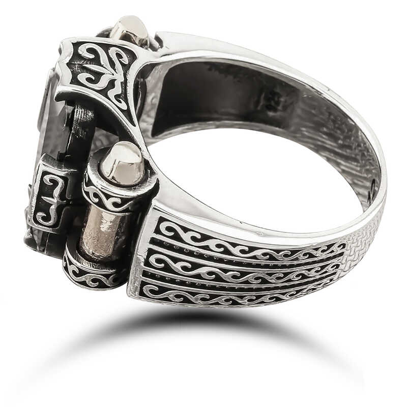 Silver Black Zircon Stone Square Men’s Ring