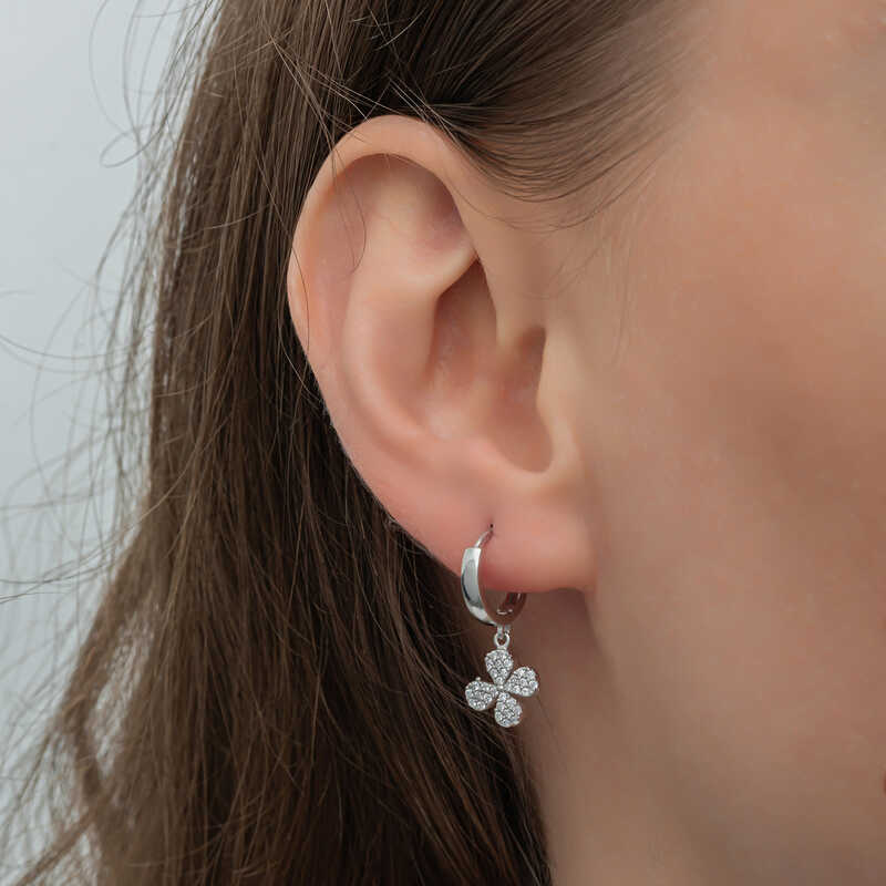 Silver Dangling Clover Women’s Earrings