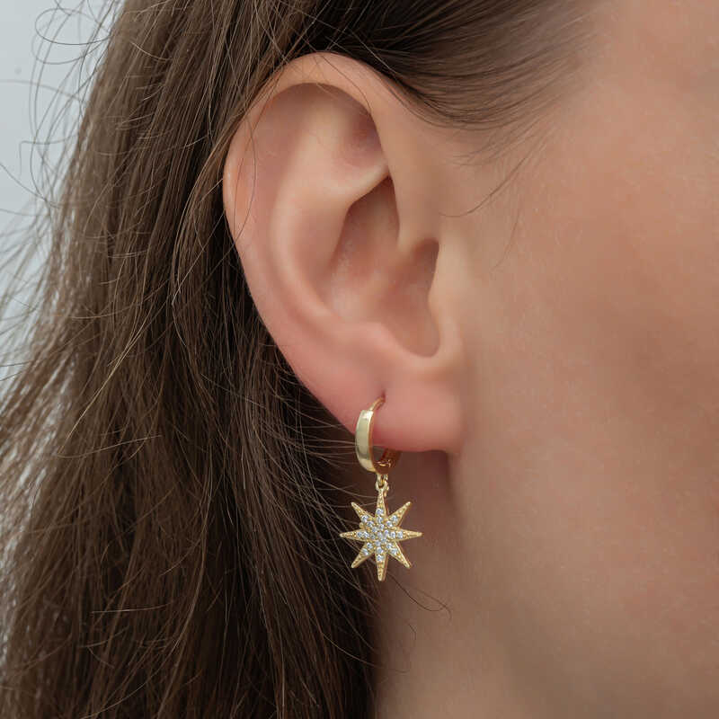 Silver Gold Dangling Pole Star Women’s Earrings