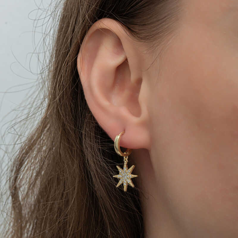 Silver Gold Dangling Pole Star Women’s Earrings