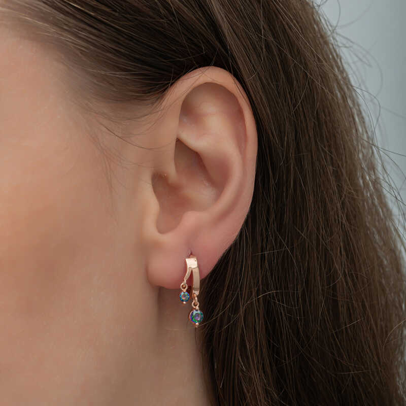 Silver Rose Dangle Mystic Topaz Women’s Earrings