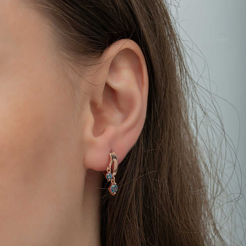 Silver Rose Dangle Mystic Topaz Women’s Earrings