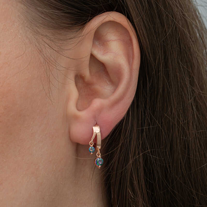Silver Rose Dangle Mystic Topaz Women’s Earrings