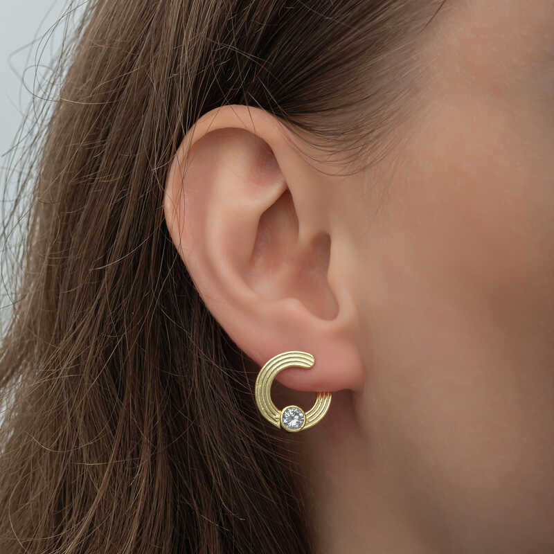 Silver Gold Solitaire Hoop Women’s Stud Earrings