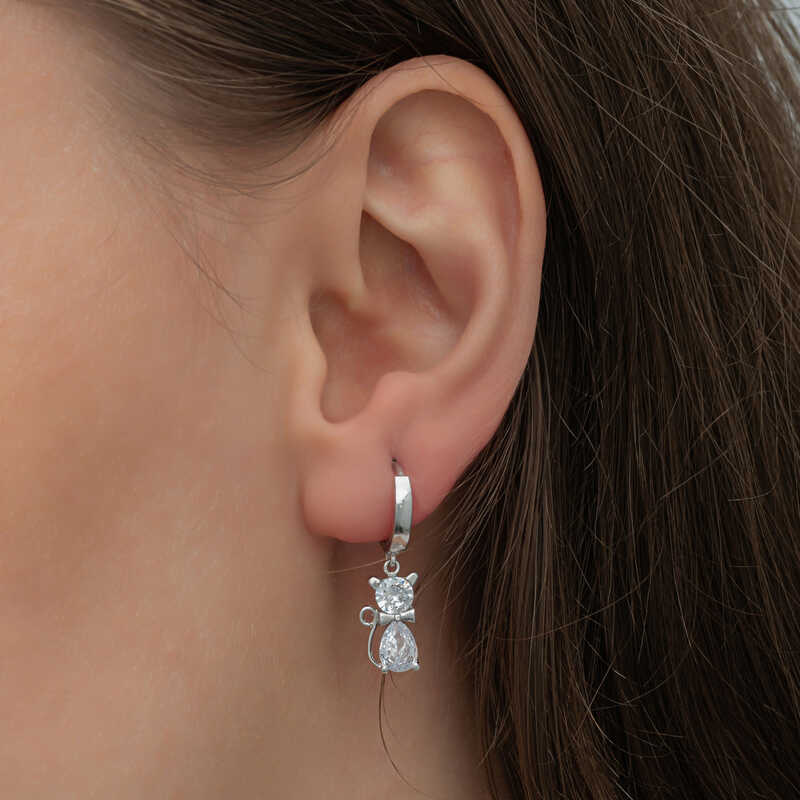 Silver Dangling Catwoman Earrings