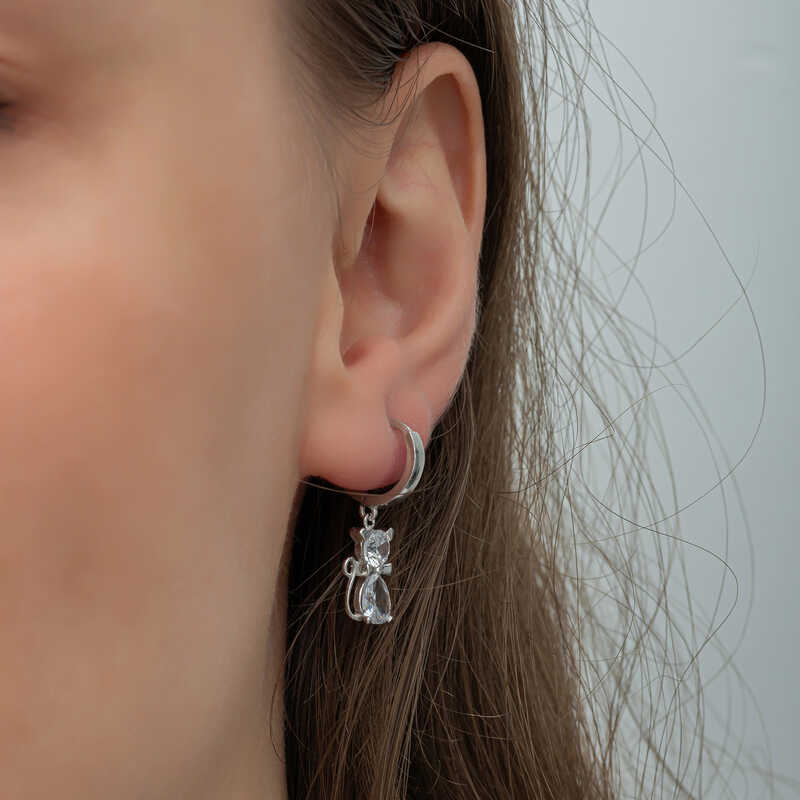 Silver Dangling Catwoman Earrings