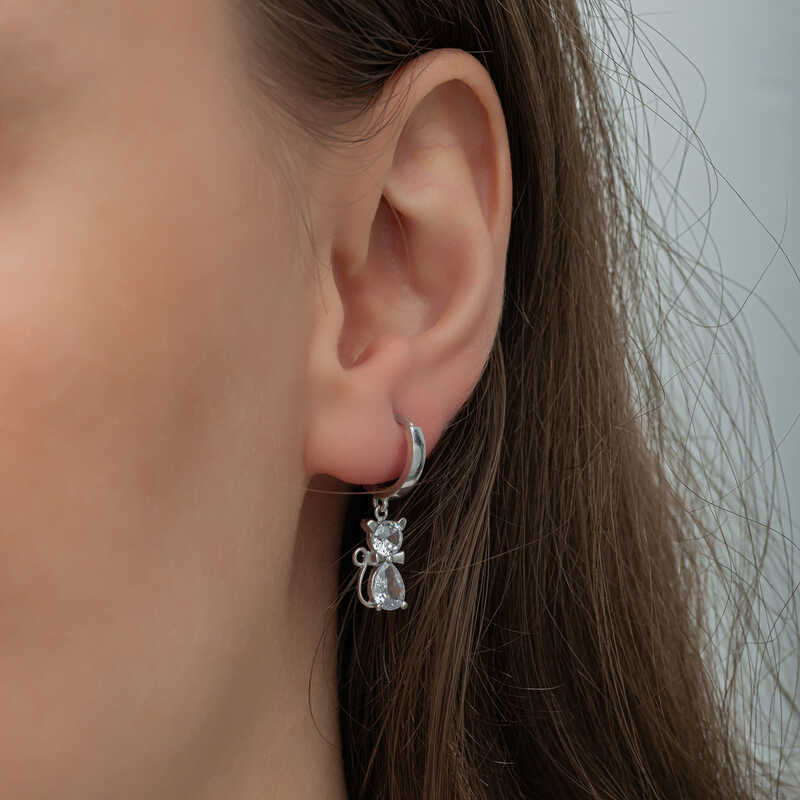 Silver Dangling Catwoman Earrings