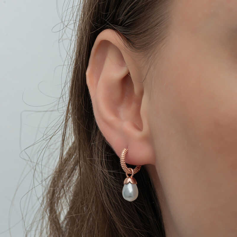 Silver Rose Drop Pearl Women’s Earrings
