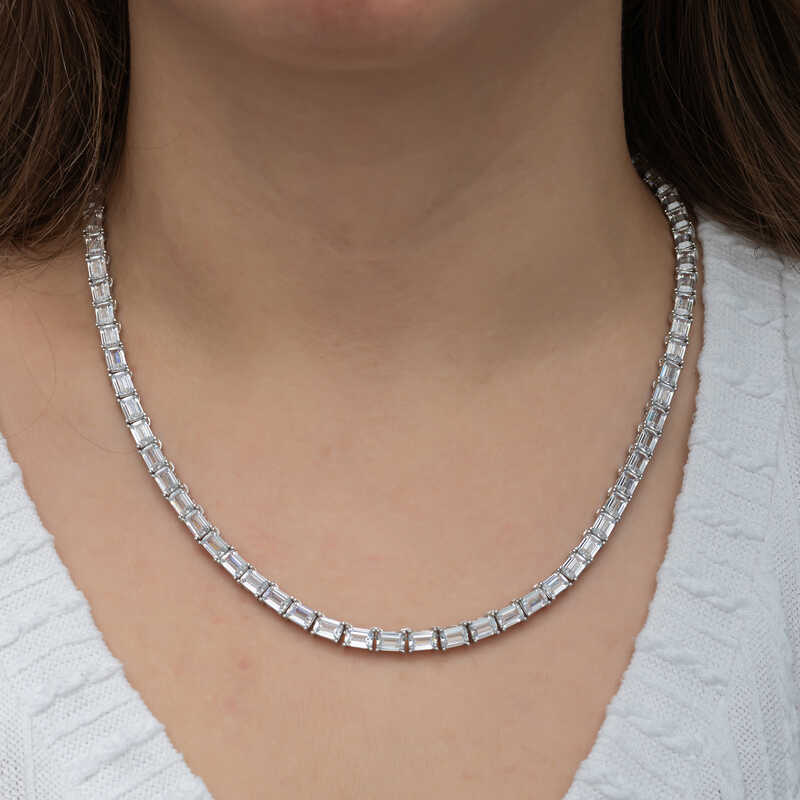 Silver White Stone Waterway Women’s Necklace