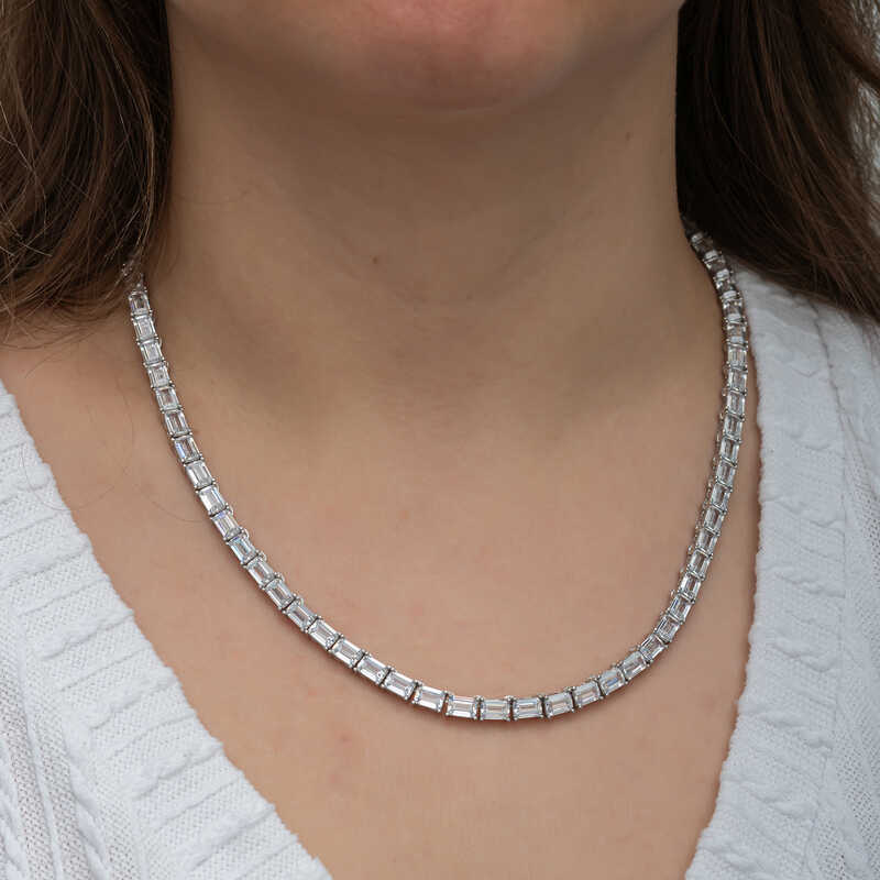 Silver White Stone Waterway Women’s Necklace