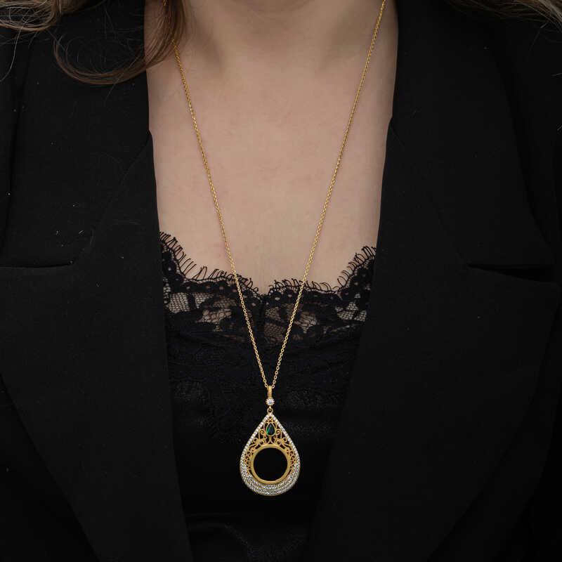Silver Gold Plated Drop Quarter Necklace for Women