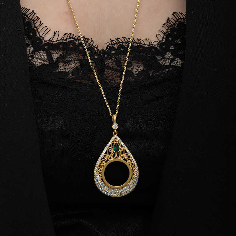 Silver Gold Plated Drop Quarter Necklace for Women