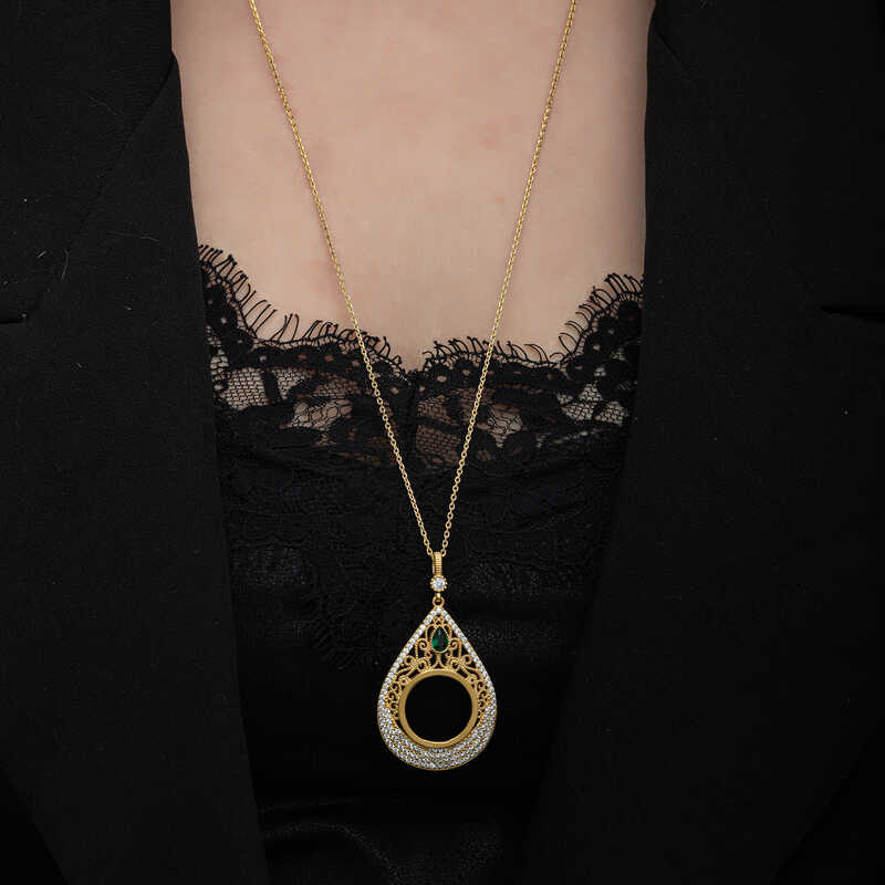 Silver Gold Plated Drop Quarter Necklace for Women