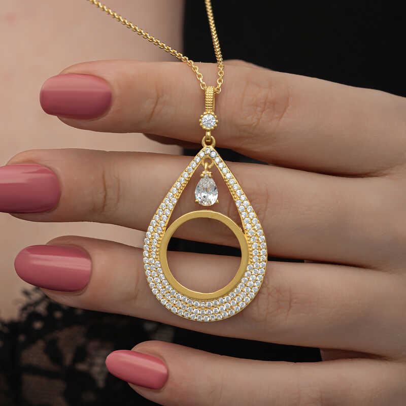 Silver Gold Plated Drop Quarter Necklace for Women