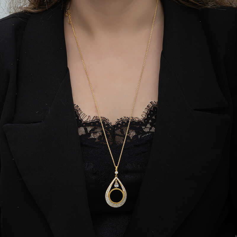 Silver Gold Plated Drop Quarter Necklace for Women