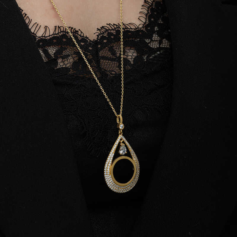 Silver Gold Plated Drop Quarter Necklace for Women