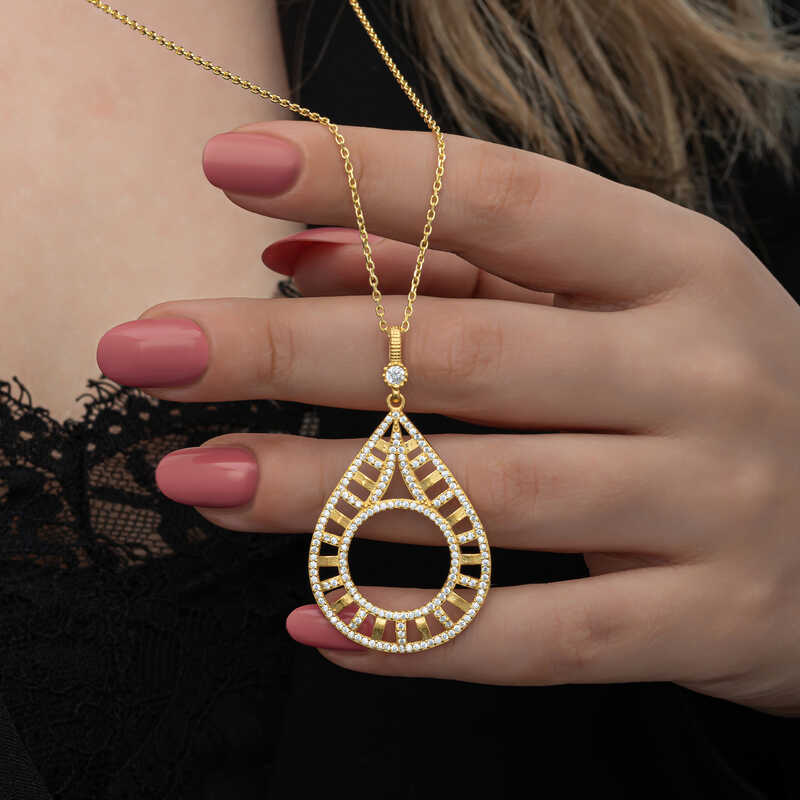 Silver Gold Plated Drop Quarter Necklace for Women