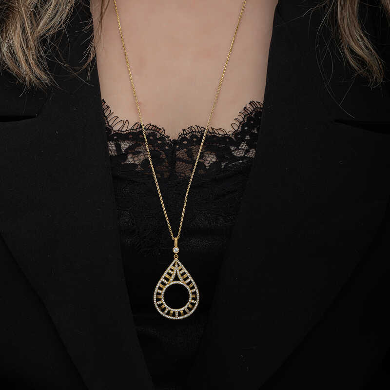 Silver Gold Plated Drop Quarter Necklace for Women