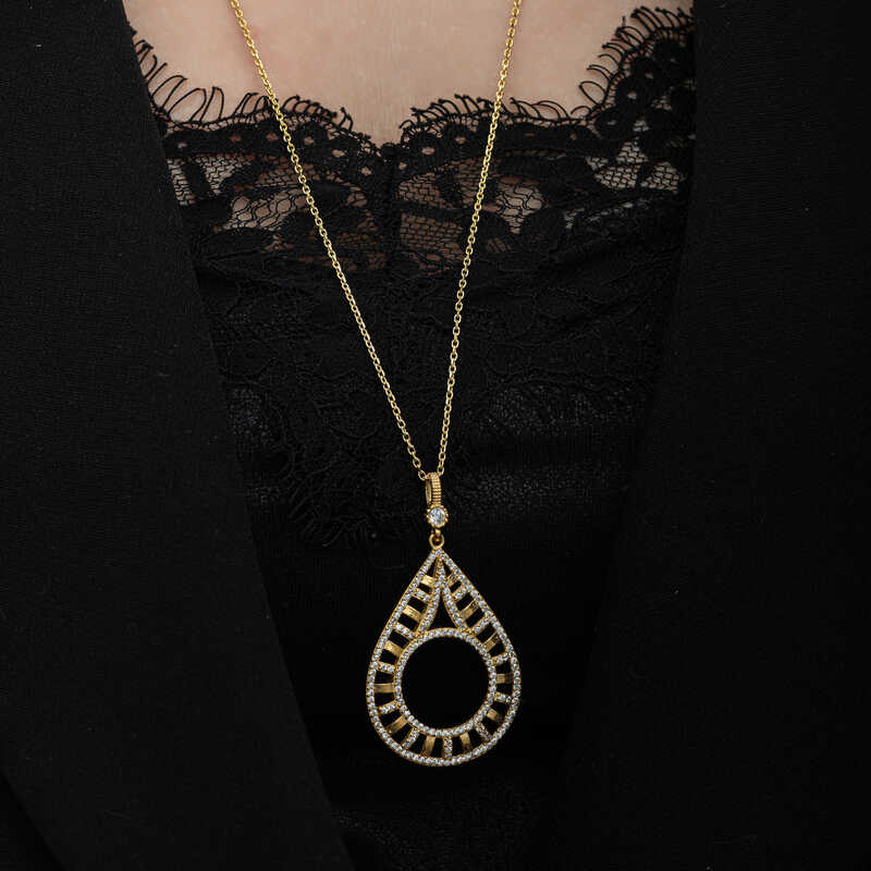 Silver Gold Plated Drop Quarter Necklace for Women