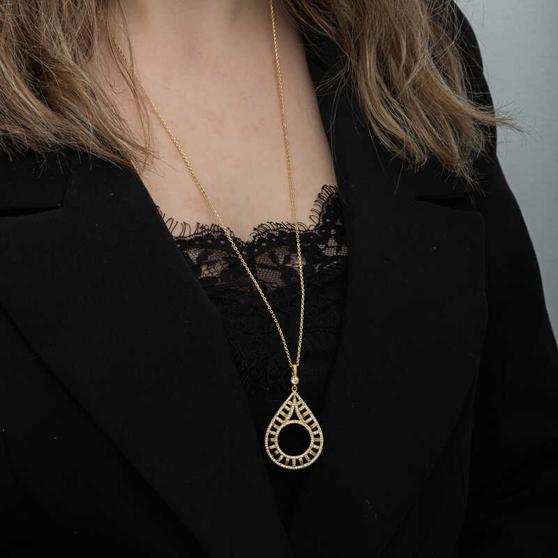 Silver Gold Plated Drop Quarter Necklace for Women