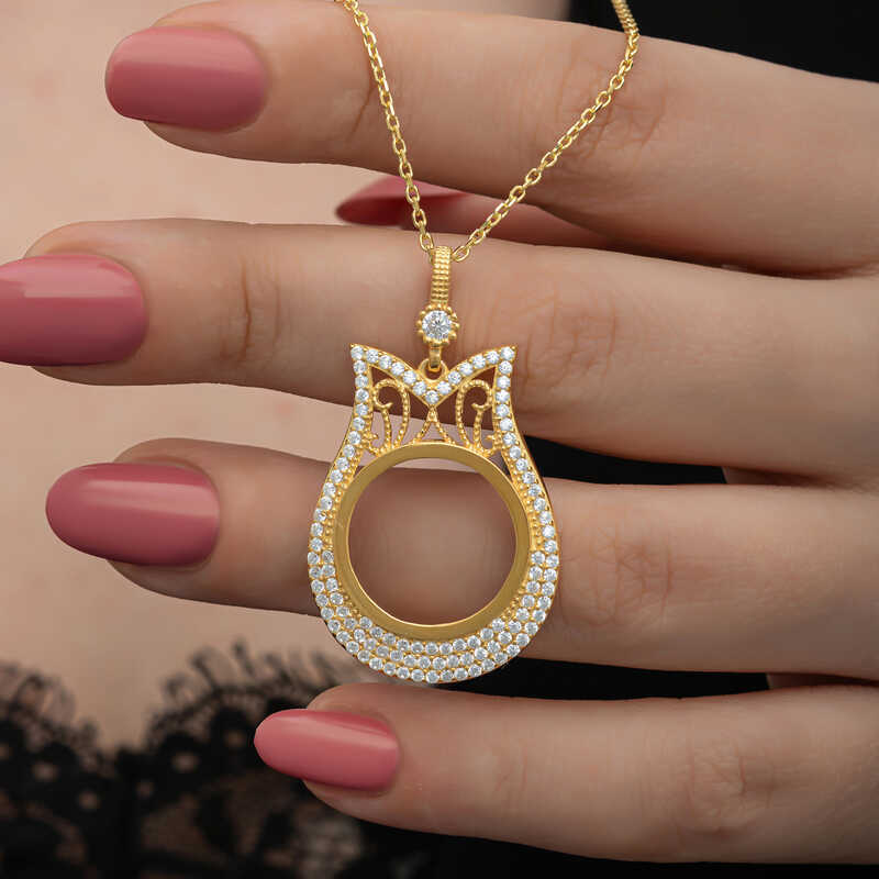 Silver Gold Plated Quarter Gold Necklace for Women