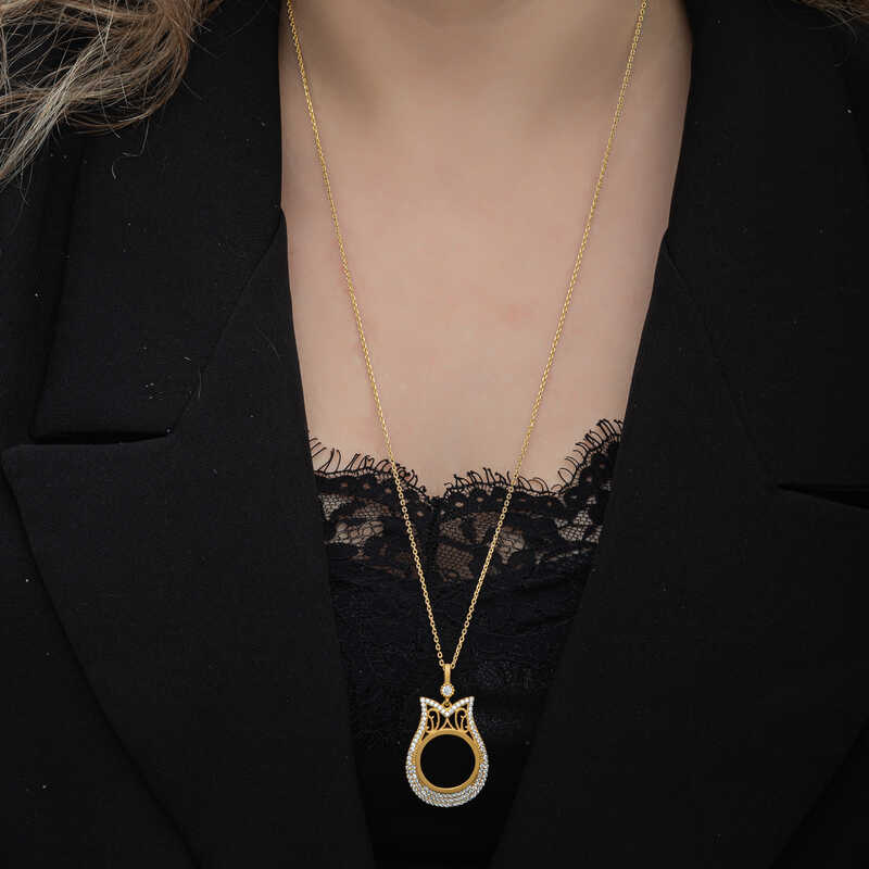 Silver Gold Plated Quarter Gold Necklace for Women