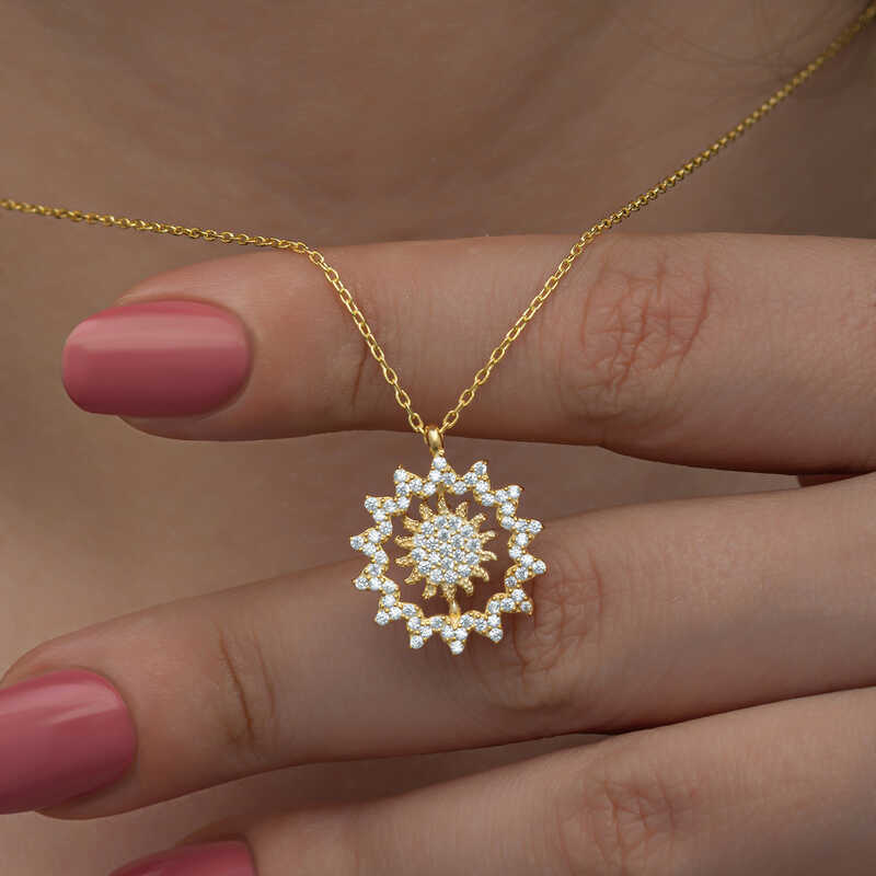 Silver Gold Sun Women’s Necklace