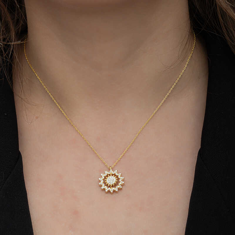 Silver Gold Sun Women’s Necklace