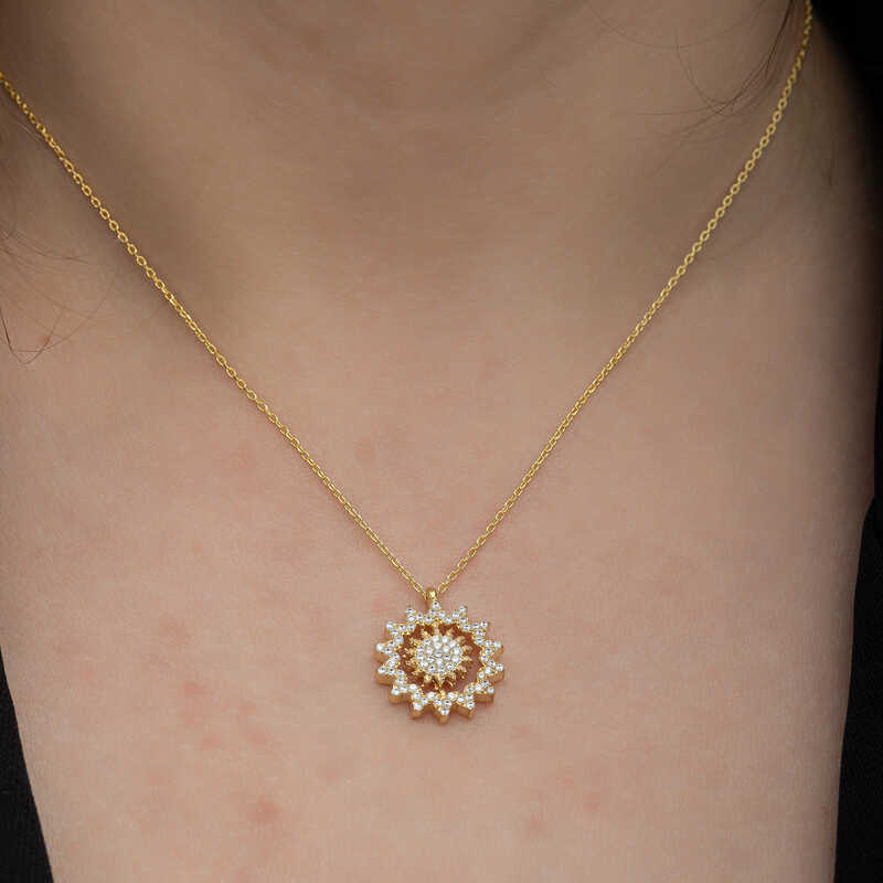 Silver Gold Sun Women’s Necklace