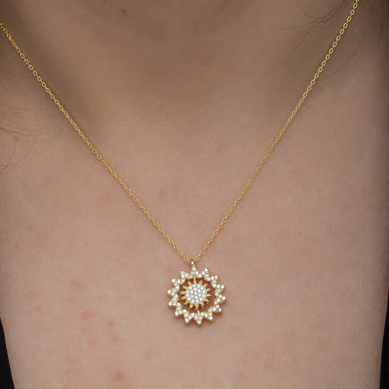 Silver Gold Sun Women’s Necklace