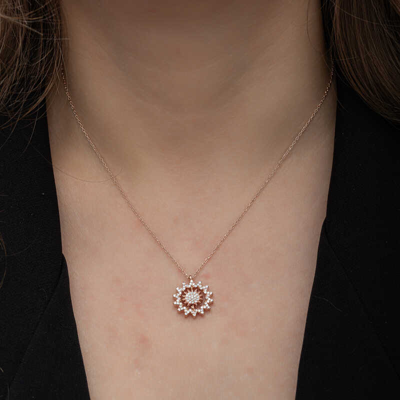 Silver Rose Sun Women’s Necklace