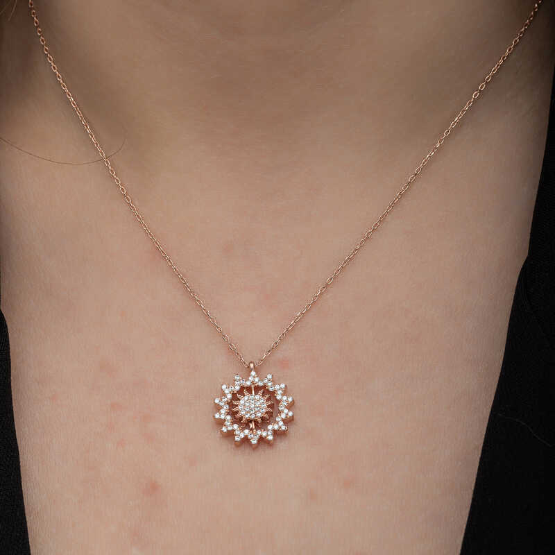 Silver Rose Sun Women’s Necklace