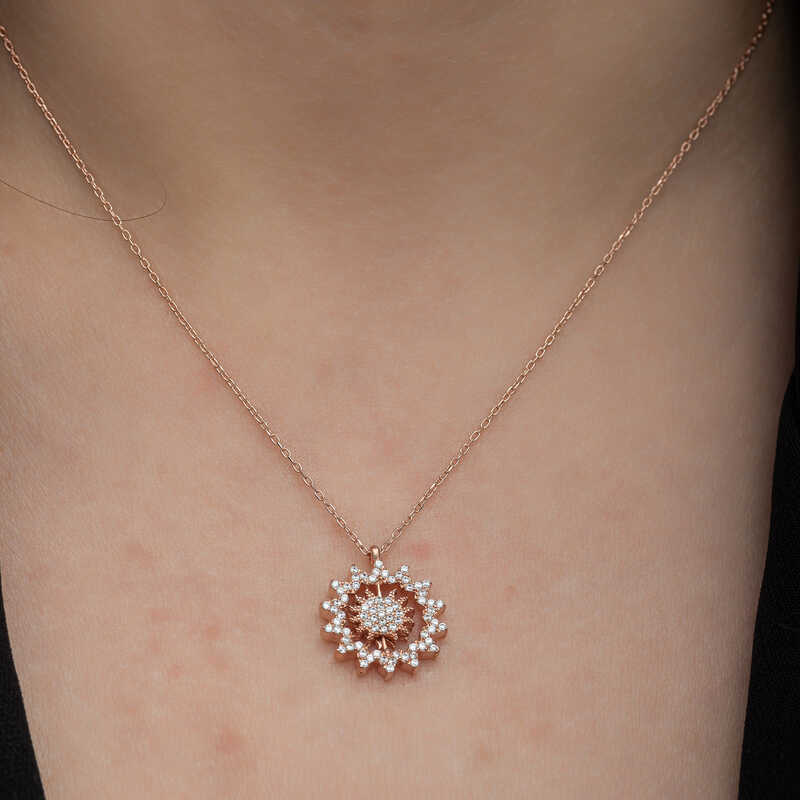 Silver Rose Sun Women’s Necklace