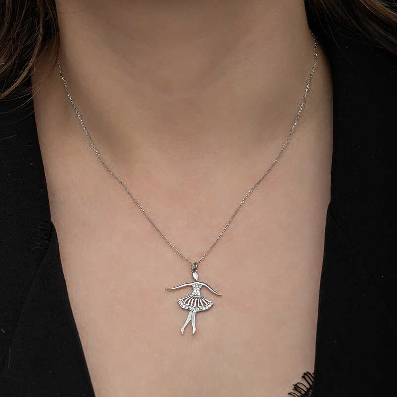 Silver Ballerina Necklace for Women
