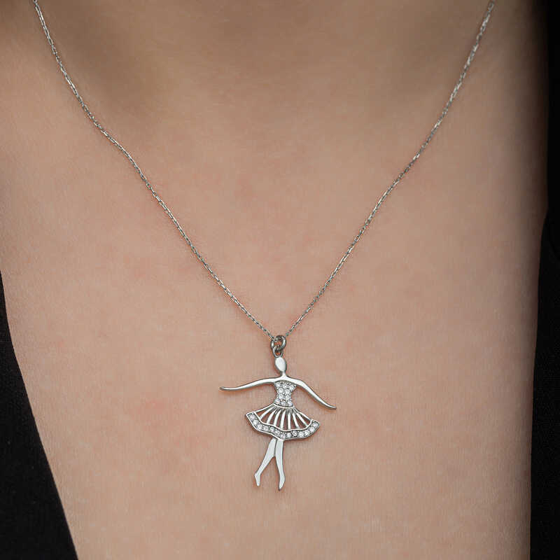 Silver Ballerina Necklace for Women