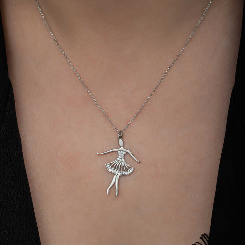 Silver Ballerina Necklace for Women