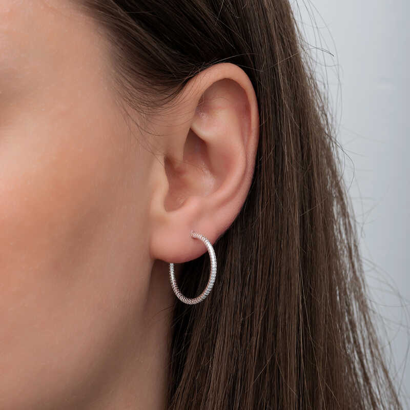 Silver Pencil Hoop Women’s Earrings