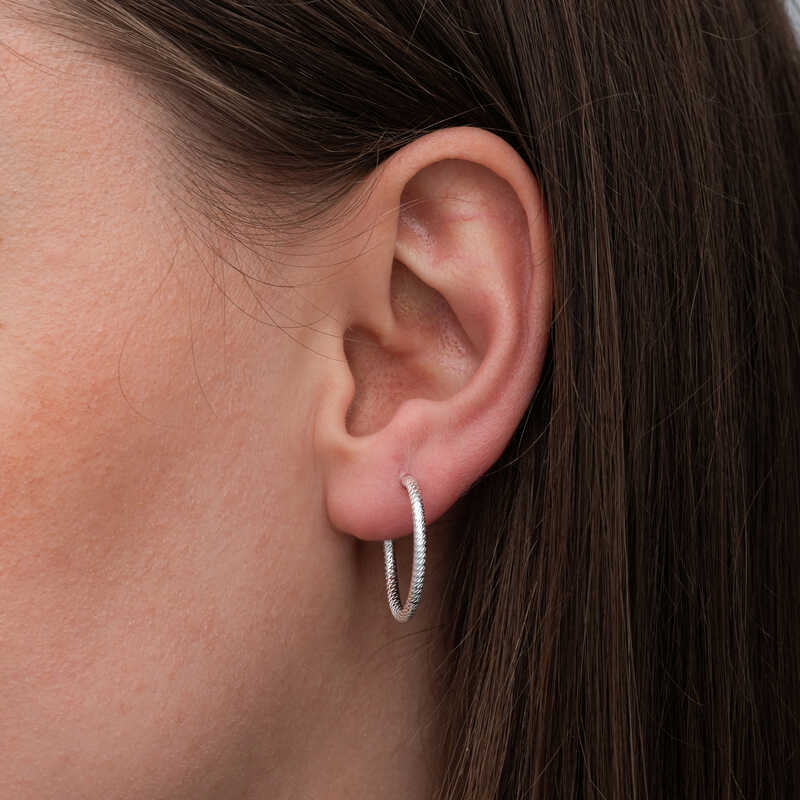 Silver Pencil Hoop Women’s Earrings