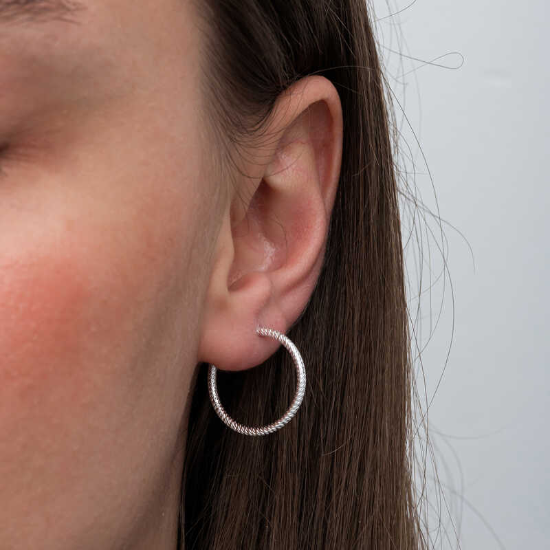 Silver Pencil Hoop Women’s Earrings