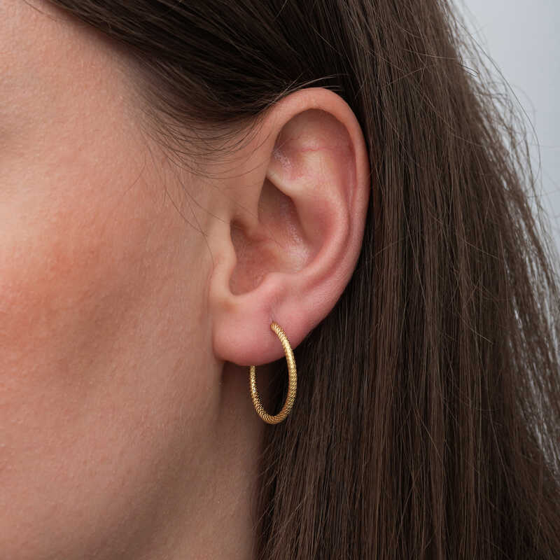 Silver Gold Pencil Hoop Women’s Earrings