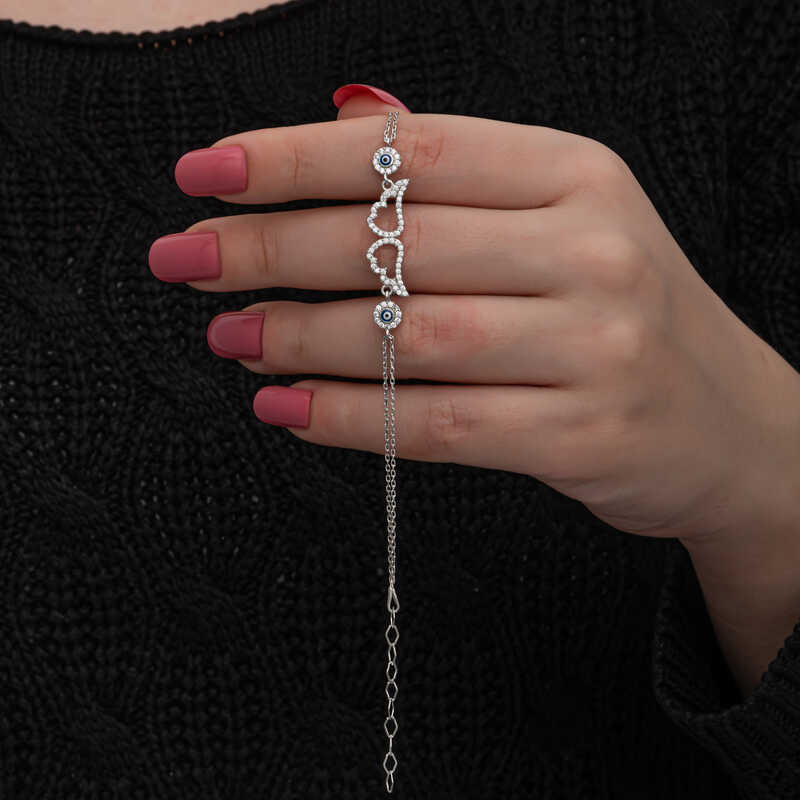Silver Evil Eye Angel Wing Women’s Bracelet