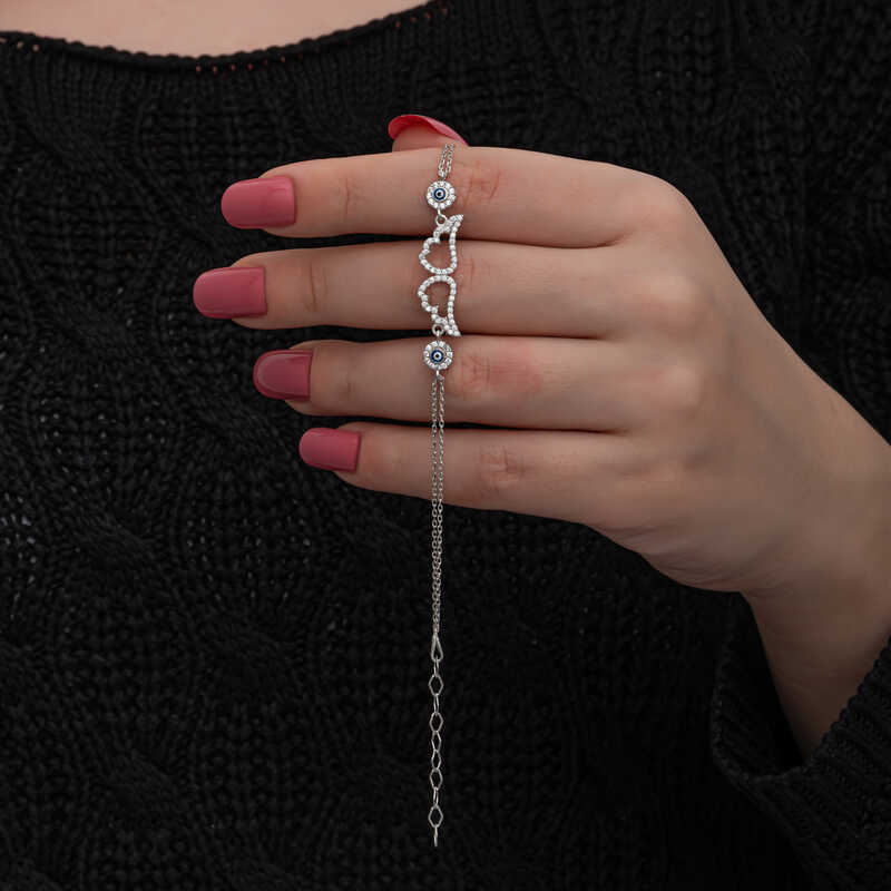 Silver Evil Eye Angel Wing Women’s Bracelet