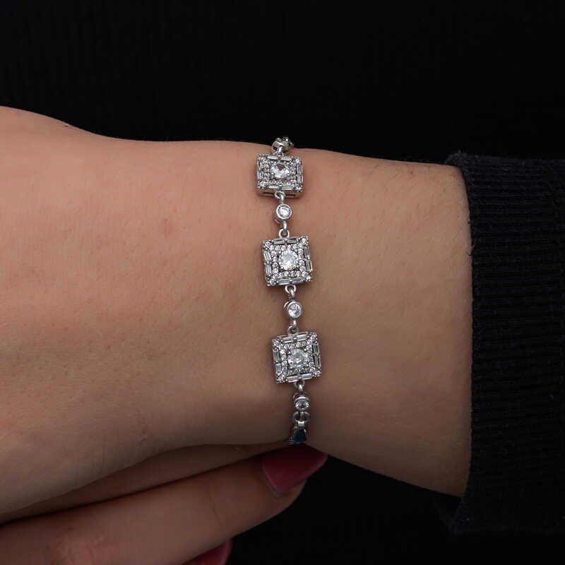 Silver Baguette Stone Women’s Bracelet