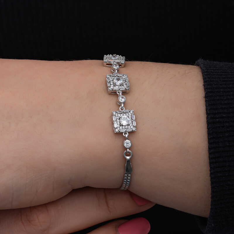 Silver Baguette Stone Women’s Bracelet