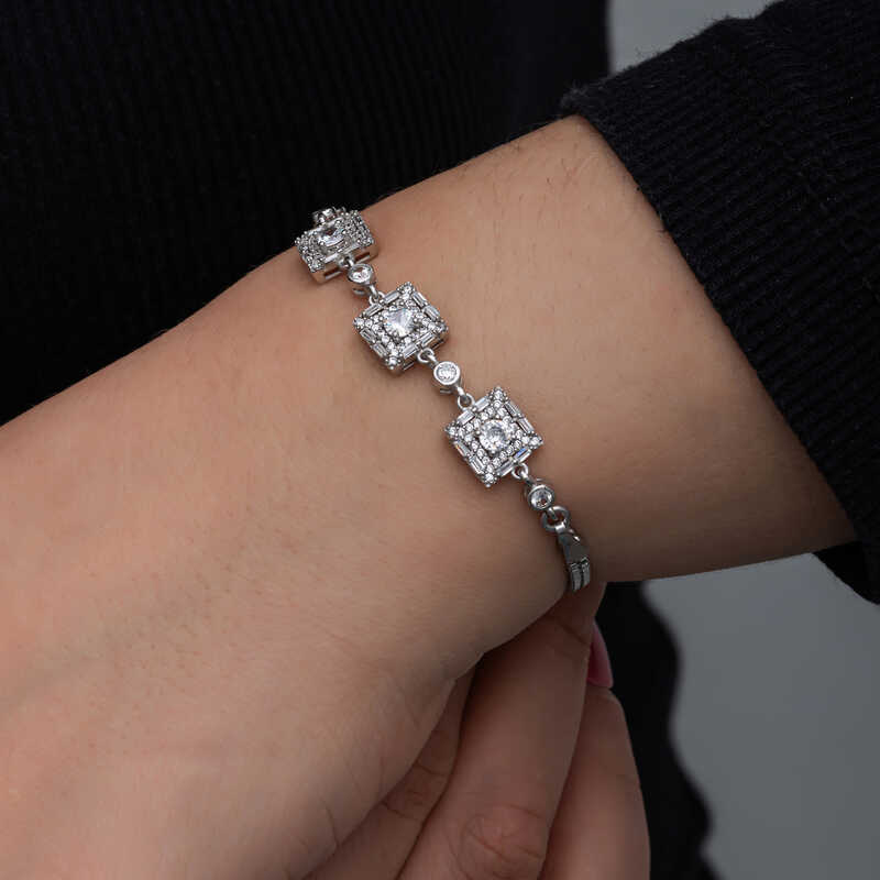 Silver Baguette Stone Women’s Bracelet