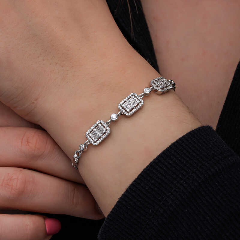 Silver Baguette Stone Women’s Bracelet