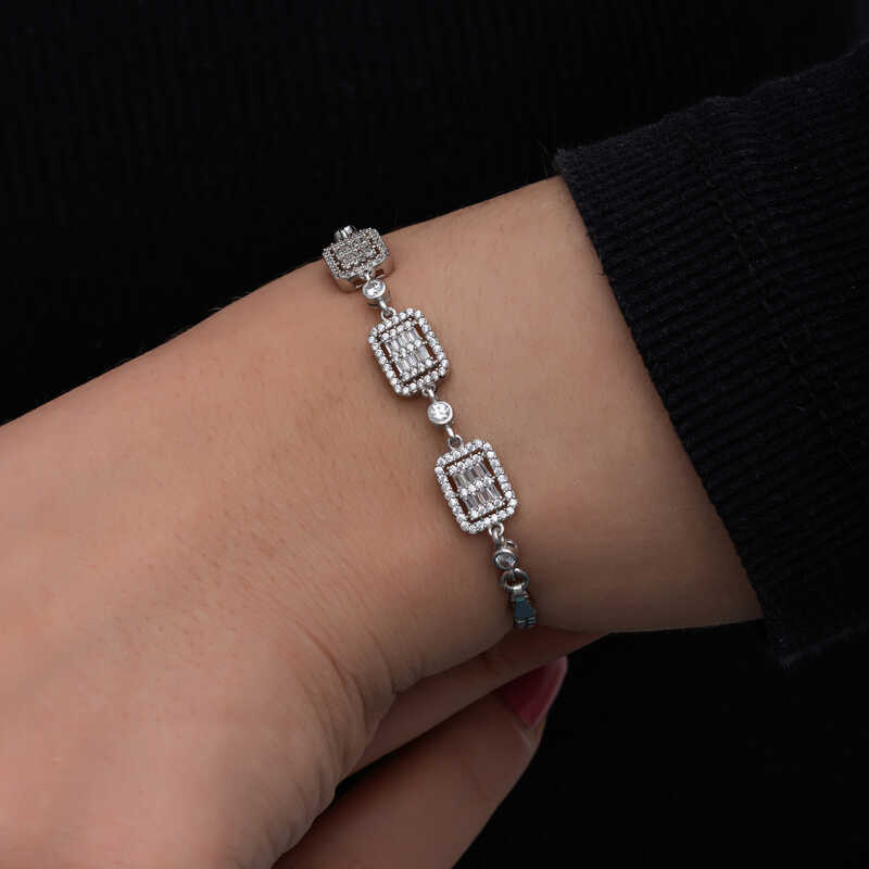 Silver Baguette Stone Women’s Bracelet
