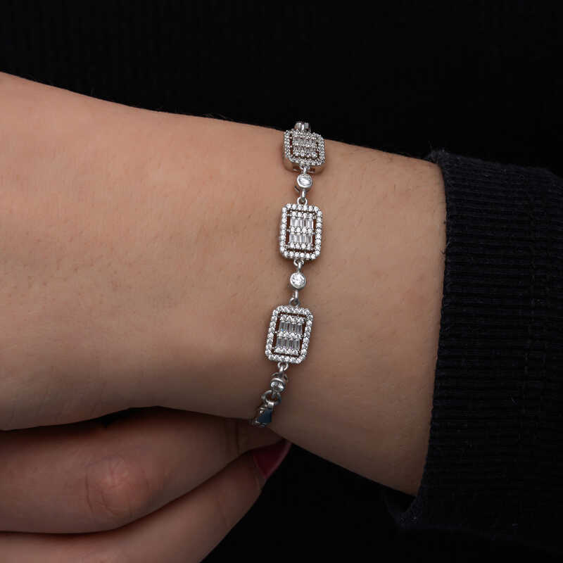 Silver Baguette Stone Women’s Bracelet
